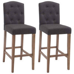 Ensemble de 2 tabourets de bar Louise, tissu antique clair gris foncé