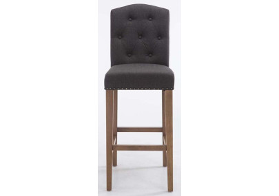 Ensemble de 2 tabourets de bar Louise, tissu gris foncé clair antique