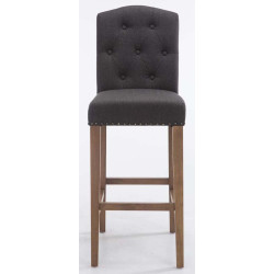 Ensemble de 2 tabourets de bar Louise, tissu gris foncé clair antique