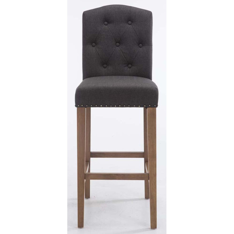 Ensemble de 2 tabourets de bar Louise, tissu gris foncé clair antique
