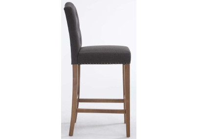 Lot de 2 tabourets de bar Louise en tissu gris clair antique