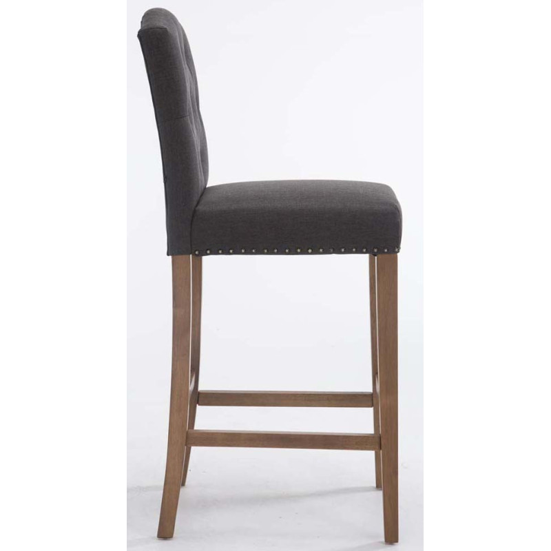 Ensemble de 2 tabourets de bar Louise, tissu gris foncé clair antique