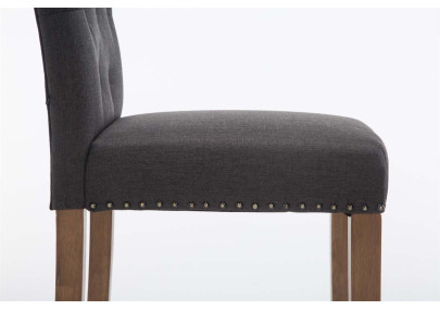 Ensemble de 2 tabourets de bar Louise, tissu gris foncé clair antique