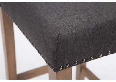 Ensemble de 2 tabourets de bar Louise, tissu gris foncé clair antique