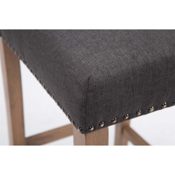 Ensemble de 2 tabourets de bar Louise, tissu gris foncé clair antique