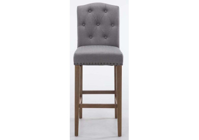 Ensemble de 2 tabourets de bar Louise, tissu gris clair antique