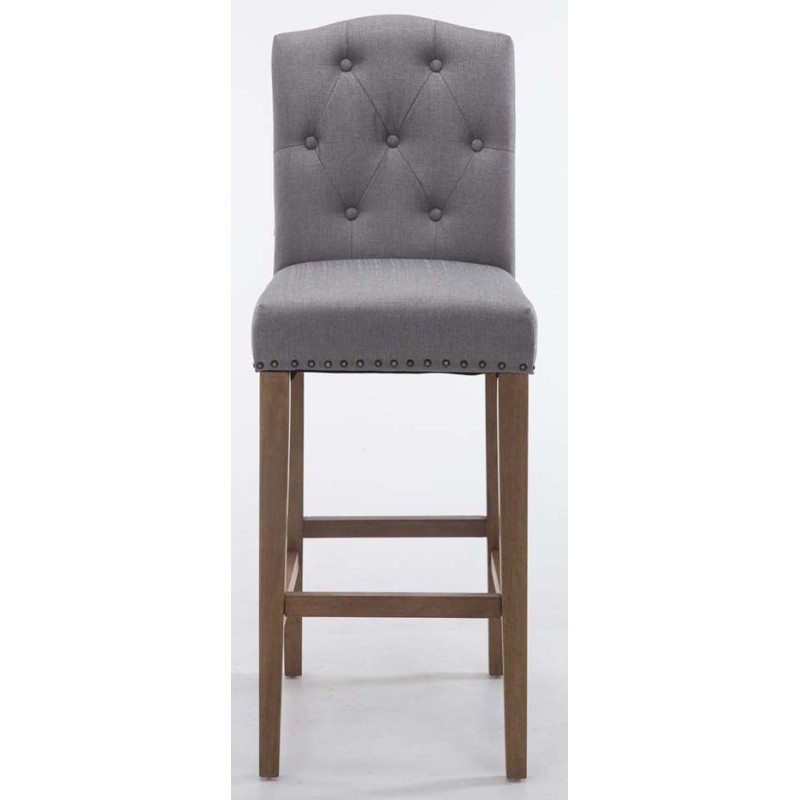 Ensemble de 2 tabourets de bar Louise, tissu gris clair antique