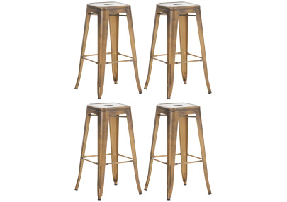 Ensemble de 4 tabourets de bar Joshua dorés