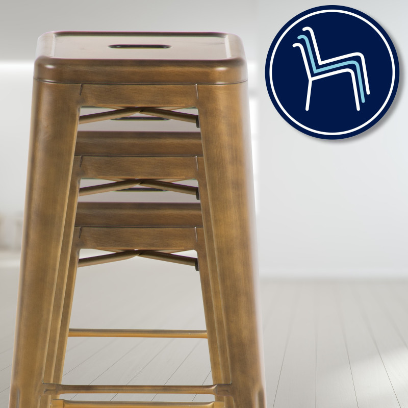 Lot de 4 tabourets de bar Joshua doré