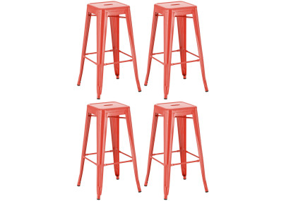 Ensemble de 4 tabourets de bar Joshua, rouges