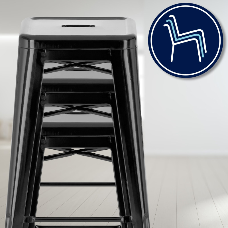 Lot de 4 tabourets de bar Joshua noir