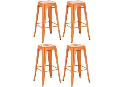 Lot de 4 tabourets de bar Joshua orange