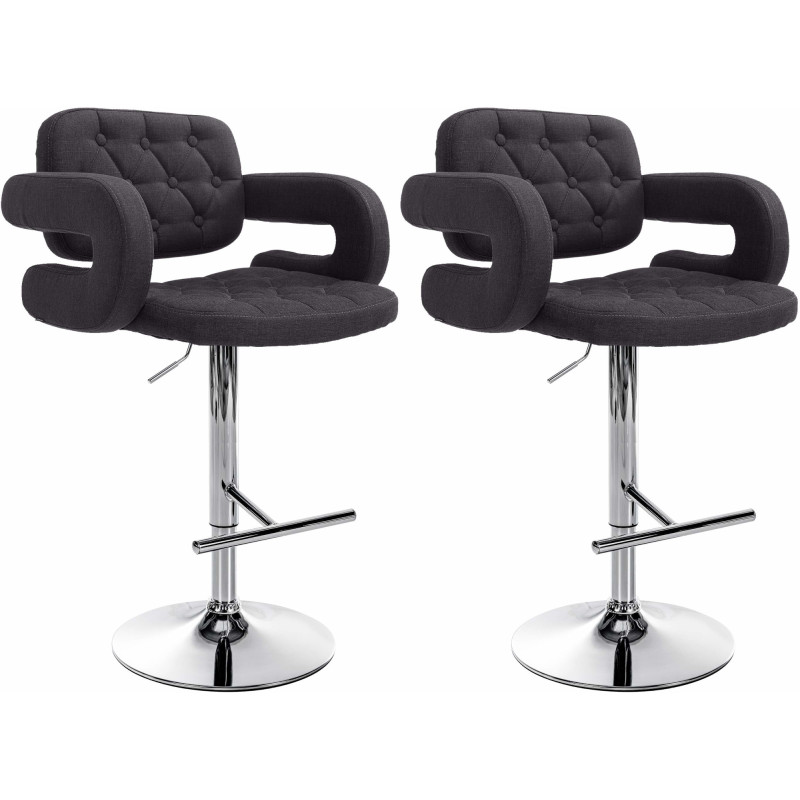 Lot de 2 tabourets de bar Dublin, tissu C, noir