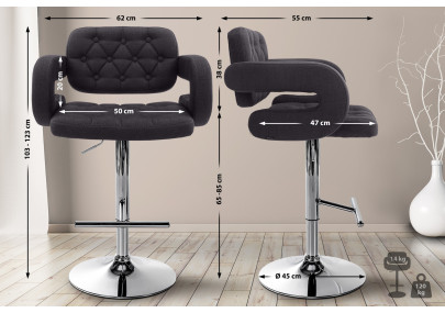 Set 2 Sgabelli Design Dublin In Tessuto nero