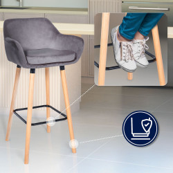 Ensemble de 2 tabourets de bar Grant en velours gris