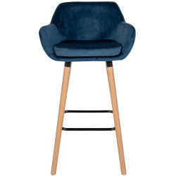 Ensemble de 2 tabourets de bar Grant en velours bleu