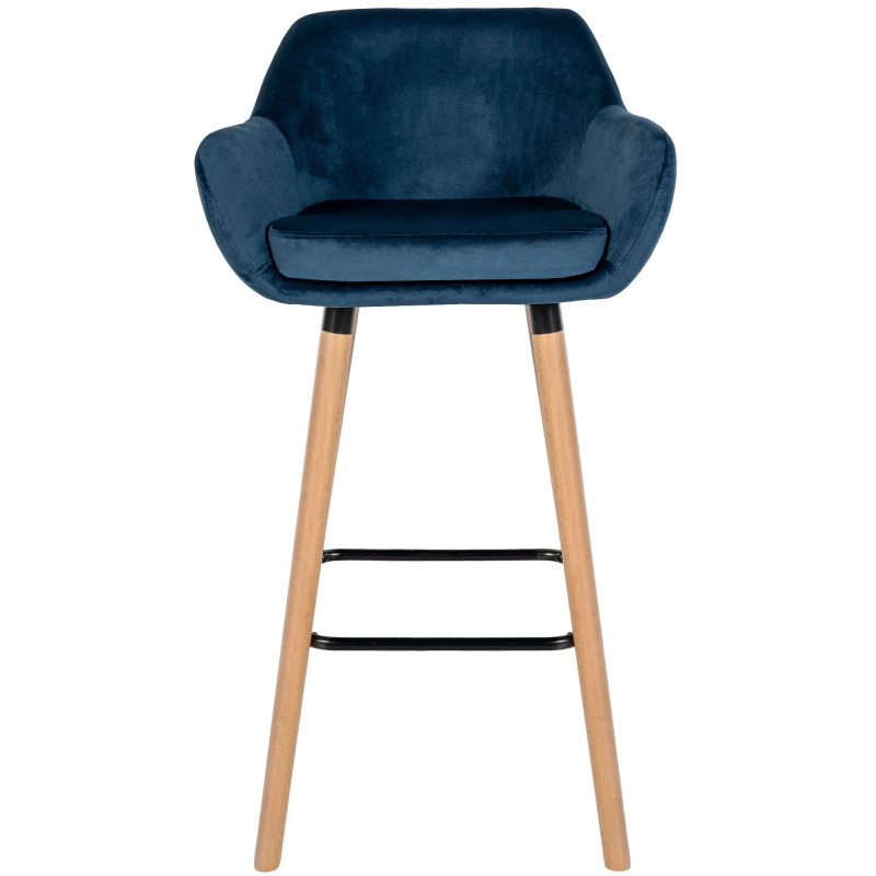 Ensemble de 2 tabourets de bar Grant en velours bleu