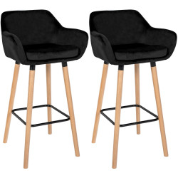 Lot de 2 tabourets de bar Grant en velours noir