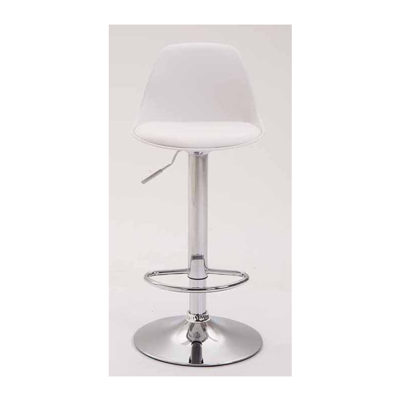 Set 2 sgabelli Kiel in polipropilene e similpelle cromo,bianco