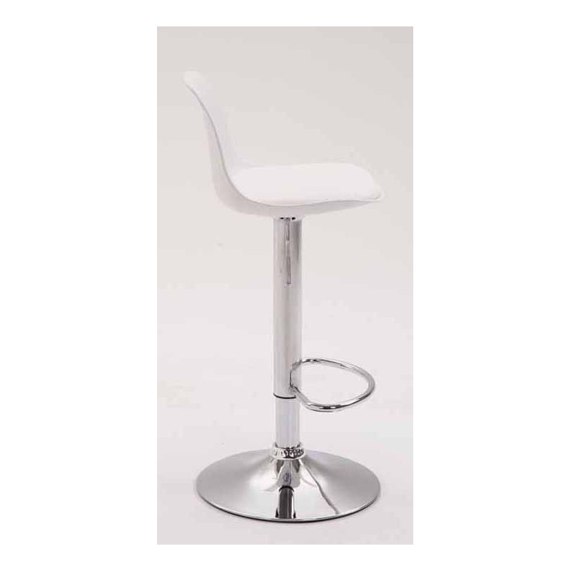 Set 2 sgabelli Kiel in polipropilene e similpelle cromo,bianco