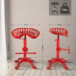 Set 2 Sgabelli Bar industriali Butch In Ghisa rosso