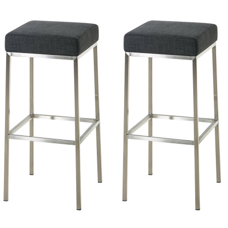 Ensemble de 2 tabourets de bar Montréal, 85, tissu, acier inoxydable gris foncé