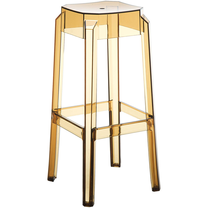 Tabouret de bar Fox, transparent ambre