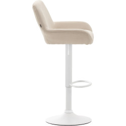 Tabouret de bar Braga, tissu blanc crème