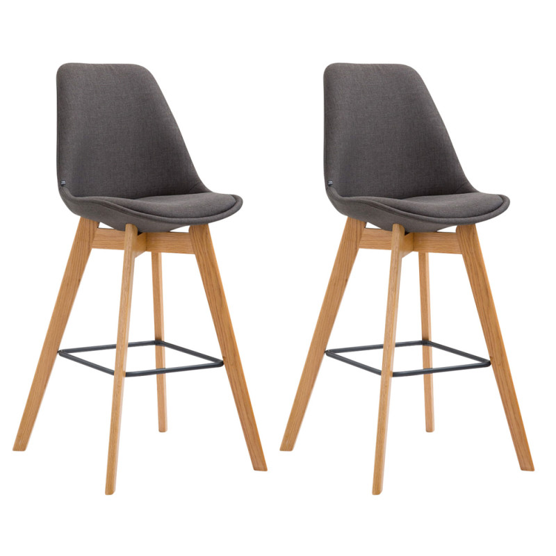 Ensemble de 2 tabourets de bar Metz en tissu naturel gris foncé