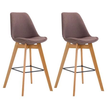 Ensemble de 2 tabourets de bar Metz en tissu marron naturel