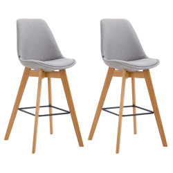 Lot de 2 tabourets de bar Metz en tissu gris naturel