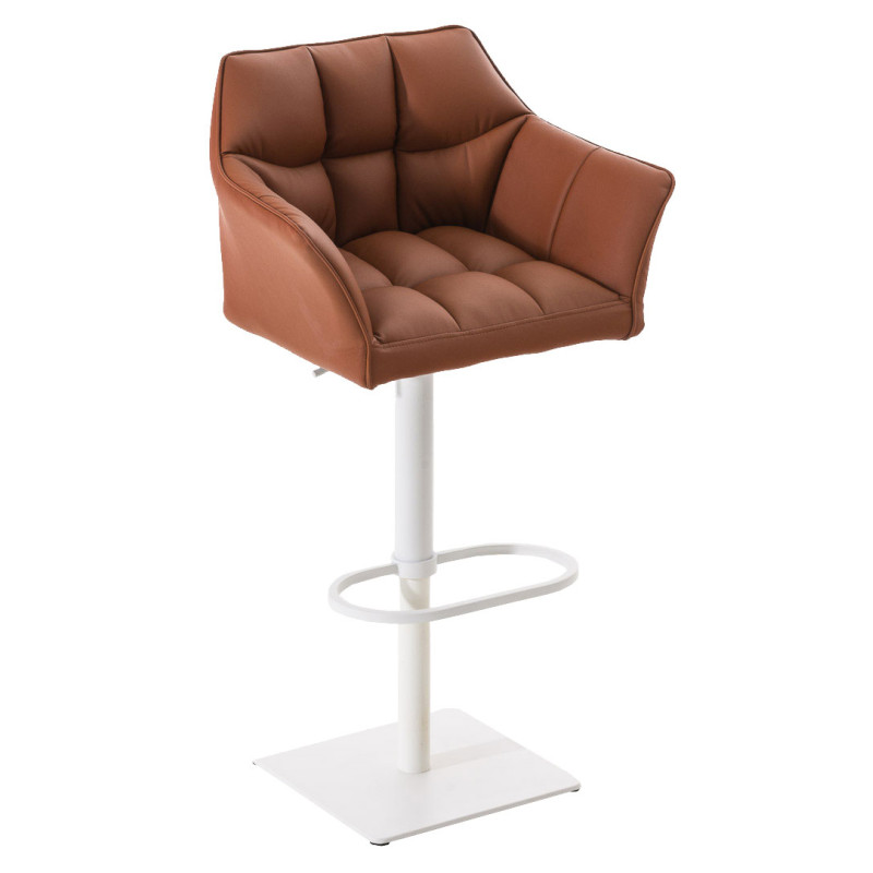 Ensemble de 2 tabourets de bar Damaso en similicuir blanc brun clair