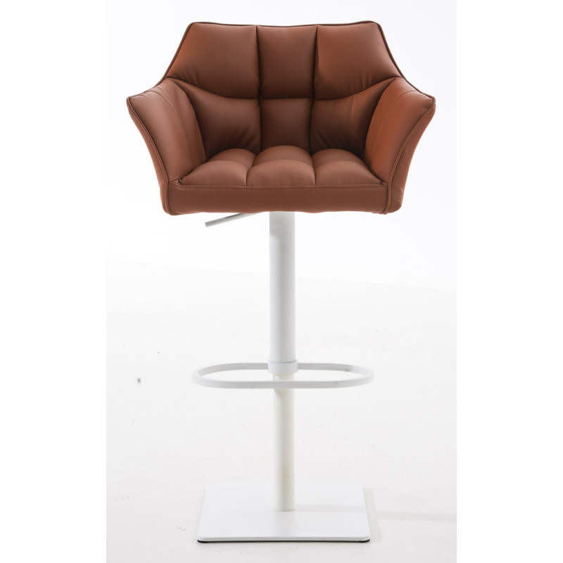 Set 2 sgabelli alti bar Damaso in similpelle marrone chiaro,bianco