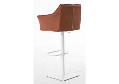 Ensemble de 2 tabourets de bar Damaso, similicuir, blanc/marron clair