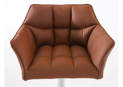 Ensemble de 2 tabourets de bar Damaso, similicuir, blanc/marron clair