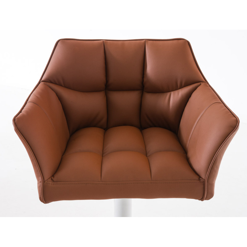 Ensemble de 2 tabourets de bar Damaso en similicuir blanc brun clair