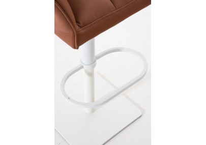 Ensemble de 2 tabourets de bar Damaso, similicuir, blanc/marron clair