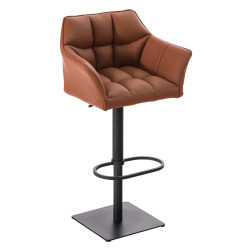 Ensemble de 2 tabourets de bar Damaso en similicuir noir brun clair