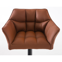 Ensemble de 2 tabourets de bar Damaso en similicuir noir brun clair