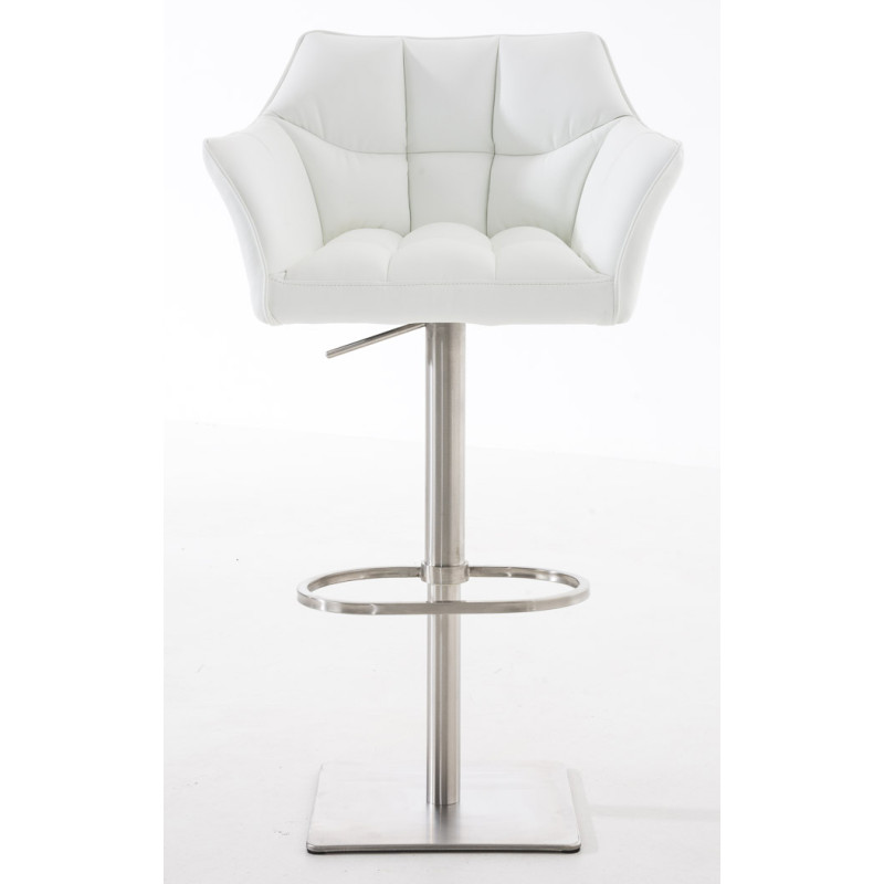 Ensemble de 2 tabourets de bar Damaso en similicuir et acier inoxydable blanc