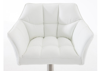 Lot de 2 tabourets de bar Damaso simili cuir acier inoxydable blanc