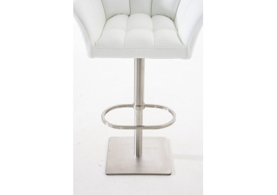 Lot de 2 tabourets de bar Damaso simili cuir acier inoxydable blanc