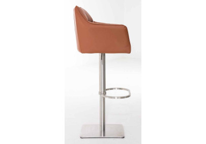 Ensemble de 2 tabourets de bar Damaso, similicuir, acier inoxydable, marron clair