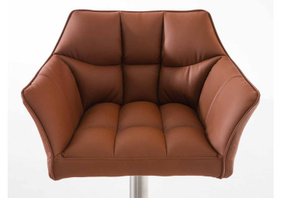 Ensemble de 2 tabourets de bar Damaso, similicuir, acier inoxydable, marron clair