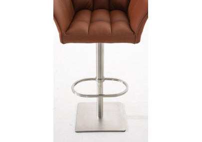 Ensemble de 2 tabourets de bar Damaso, similicuir, acier inoxydable, marron clair