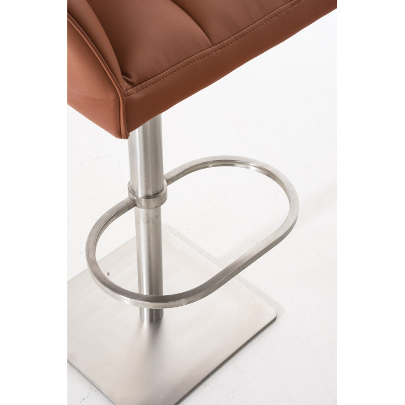 Ensemble de 2 tabourets de bar Damaso, similicuir, acier inoxydable, marron clair