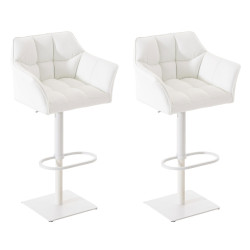 Ensemble de 2 tabourets de bar Damaso en similicuir blanc blanc