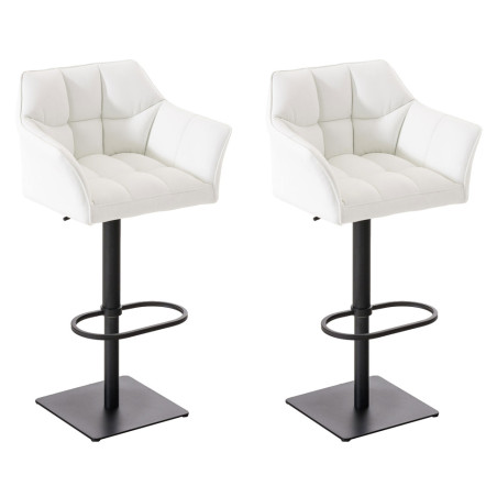 Lot de 2 tabourets de bar Damaso simili cuir noir et blanc