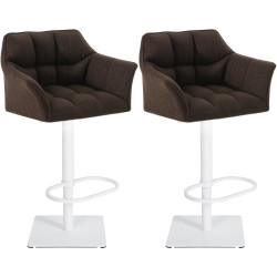2er Set Barhocker Damaso Stoff weiß