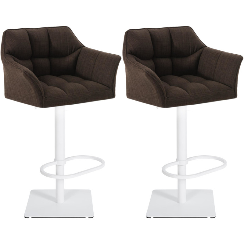 2er Set Barhocker Damaso Stoff weiß
